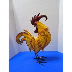 New Metal Rooster Chicken Figurine Sculpture Home Decor Country Rustic Farm
